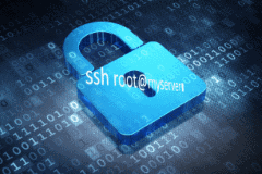 Padlock graphic with an ssh command representing SSH transport