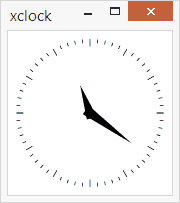 xclock window exported by the MobaXterm X server